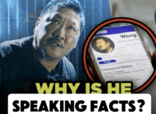 why is he speaking facts written on a poster