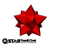 a red star on a white background with a star tamil chat logo below it