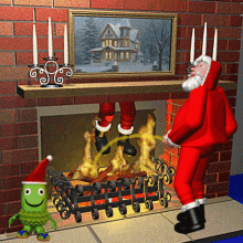 Naughty Santa Santa Up Chimney GIF
