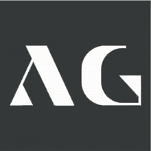 a black and white logo with the letter a and g