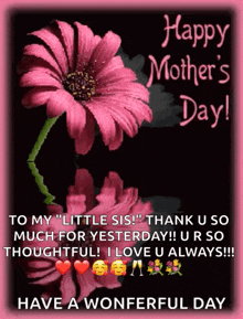 a happy mother 's day card with pink flowers