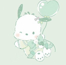 a drawing of a stuffed animal with a heart shaped balloon