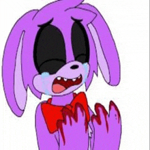 bonnie the bunny from five nights at freddy 's is crying and holding his bloody hands .