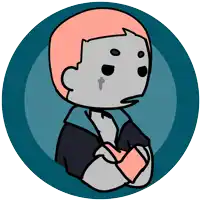 a cartoon of a person with a cross on their face