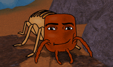 a cartoon drawing of a spider with a man 's face on it
