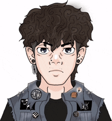 a cartoon drawing of a man with a patch on his vest that says agent orange
