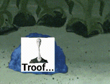 a picture of a man with a long neck and the word troof