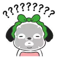 a cartoon dog with a green bow on its head and a mask on its face .