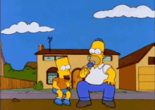 Homer Simpson Bart Simpson GIF - Homer Simpson Bart Simpson Ice Cream GIFs
