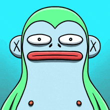a cartoon of a monkey with x 's on his ears