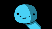 a blue cartoon character with a surprised expression on its face