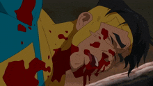 a cartoon of a man with blood on his face and the words i 'll stop you below him