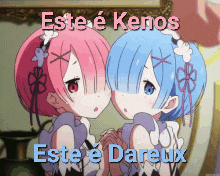 a picture of two anime girls with the words este e kenos