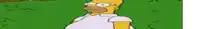 homer simpson from the simpsons is standing in the grass with his eyes closed .