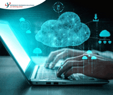 a person is typing on a laptop with the words impressico business solutions on the bottom