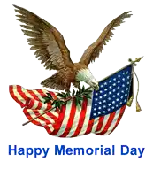 a picture of an eagle with an american flag and the words happy memorial day