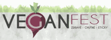 a logo for veganfest with a beet in the center