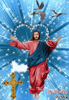 jesus deus god cross birds heart