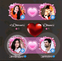 a screenshot of a video game with hearts and avatars