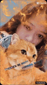 a picture of a woman and a cat that says capcut on it