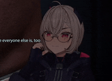 a girl with horns and glasses with the words " everyone else is " below her