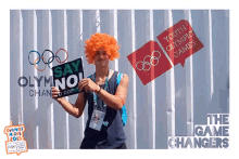 say no to doping orange wig encouraging read this althete buenos aires2018
