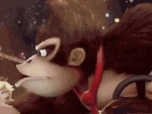 donkey kong is wearing a red headband and smoking a cigarette .