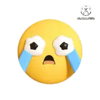 a crying smiley face with blue tears coming out of it 's eyes