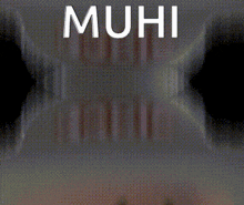a close up of a person 's face with a smiley face and the words ` ` muhi ' ' on it .