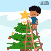 putting the star on the tree kutu kutuki decorating christmas tree christmas is coming