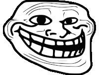 a drawing of a troll face with a big smile