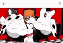 a cartoon of a girl with glasses and black nails is being displayed on a phone screen .