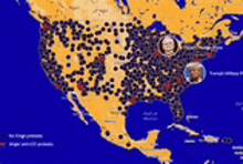 a map of the united states with a picture of two people in the middle