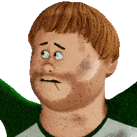 a cartoon of a man with a beard making a surprised face