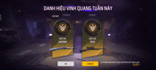 a screenshot of a game that says danh hiệu vinh quang tuan nay