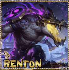 a picture of a monster with the name renton on it