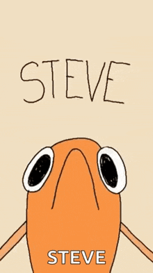 a cartoon drawing of a fish with the name steve written above it