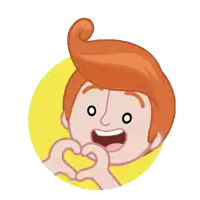 a boy with red hair making a heart shape with his hands