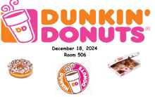 a dunkin ' donuts logo with a donut and box of donuts