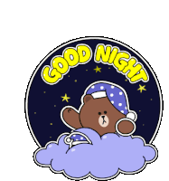Brown Night Sticker - Brown Night Sleep Stickers