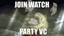 a couple of anime characters with the words join watch party vc on the bottom