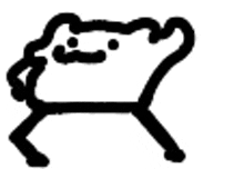 a black and white drawing of a cat standing on its hind legs on a white background .
