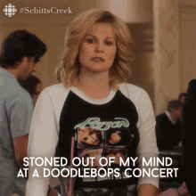 Stoned Out Of My Mind At A Doodlebops Concert Jocelyn GIF - Stoned Out Of My Mind At A Doodlebops Concert Jocelyn Jocelyn Schitt GIFs