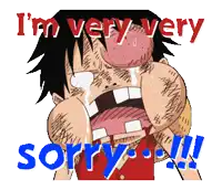 a cartoon character crying with the words i 'm very very sorry