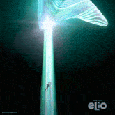 a poster for the movie elio shows a man flying through a light beam