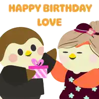 a happy birthday love greeting card with two birds