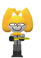 a pixel art drawing of a cartoon character holding a tape measure