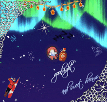 a pixel art of the northern lights with the words goodnight and sweet dreams