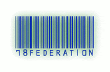a blue and green barcode with the words 78 federation below it