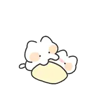a cartoon drawing of a cat laying on top of a popcorn .